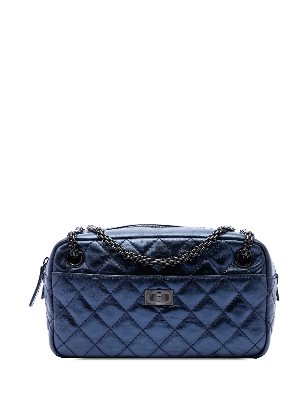 CHANEL Pre-Owned 2008-2009 Medium Metallic Quilted Aged Calfskin Reissue Camera Bag shoulder bag - Blue