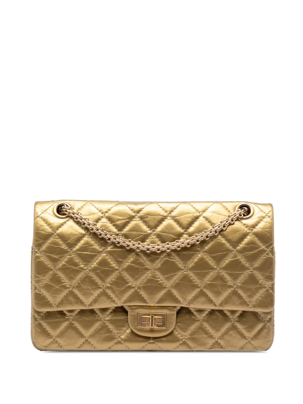 CHANEL Pre-Owned 2014 Quilted Metallic Aged Calfskin Reissue 2.55 Double Flap 226 shoulder bag - Gold