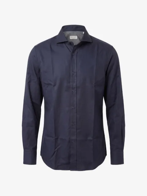 Brunello Cucinelli garment-dyed twill shirt with spread collar