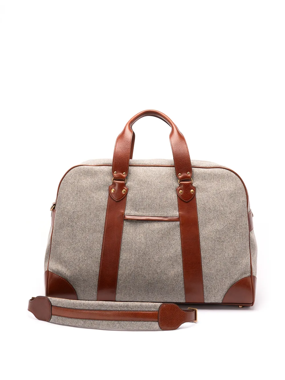 Brunello Cucinelli Scheerwollen alpaca en kasjmier flanellen tas met korrelige kalfsleren inzetstukken Grijs
