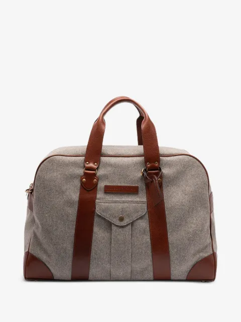 Brunello Cucinelli virgin wool alpaca and cashmere flannel street bag with grained calfskin inserts