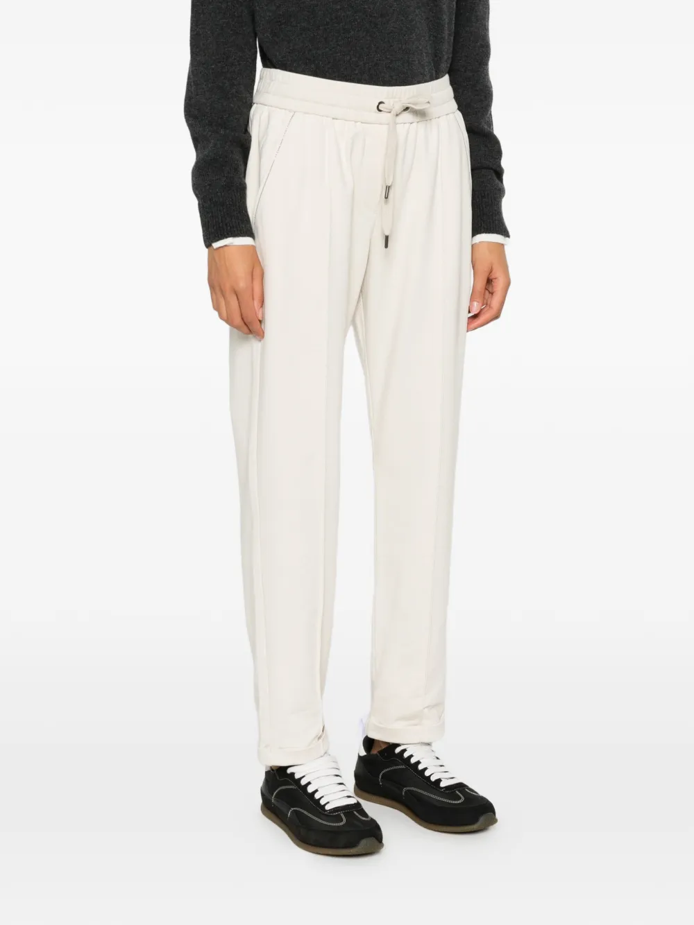 Brunello Cucinelli Geplooide trainingsbroek met trekkoord Beige