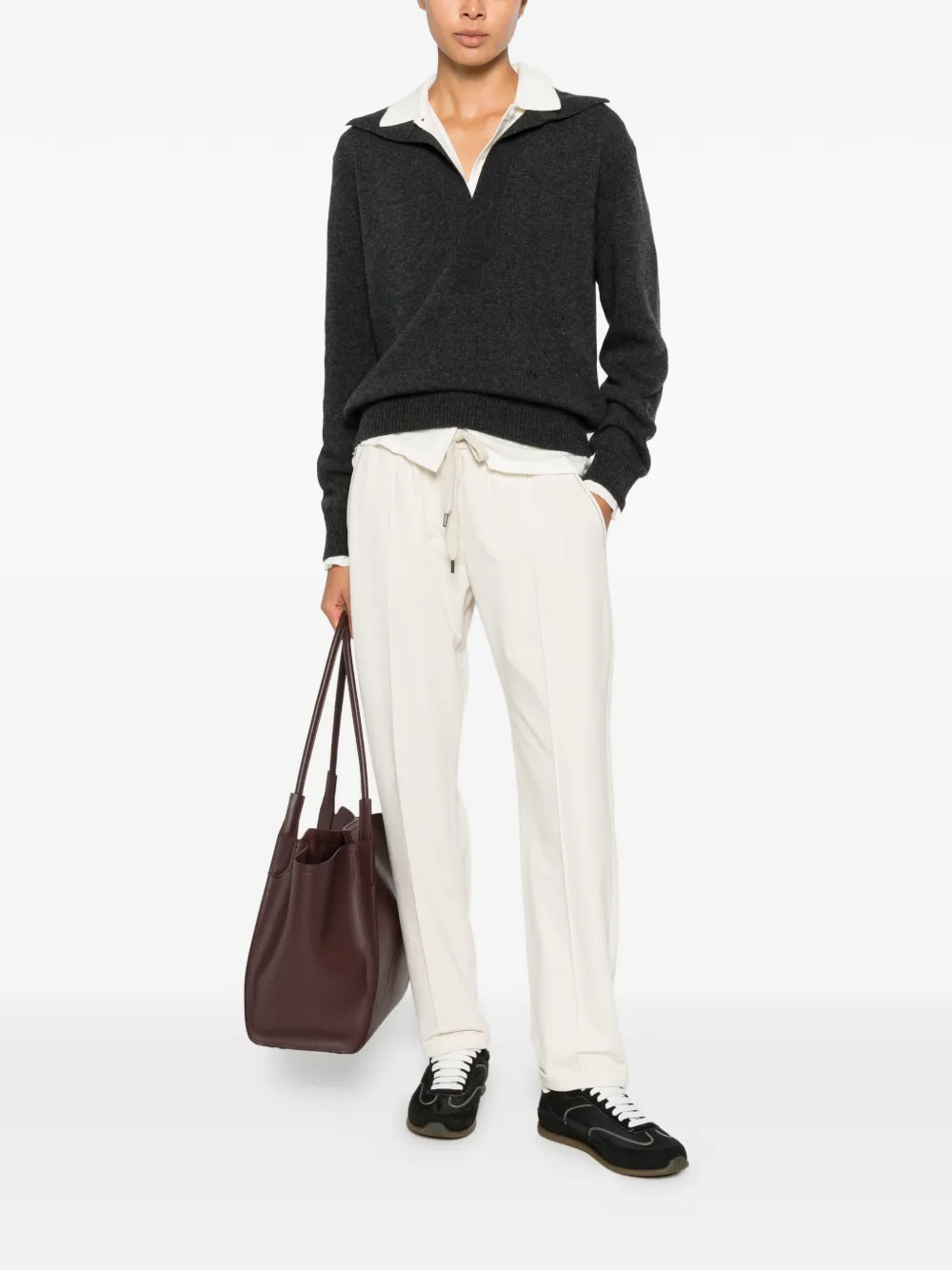 Brunello Cucinelli Geplooide trainingsbroek met trekkoord Beige