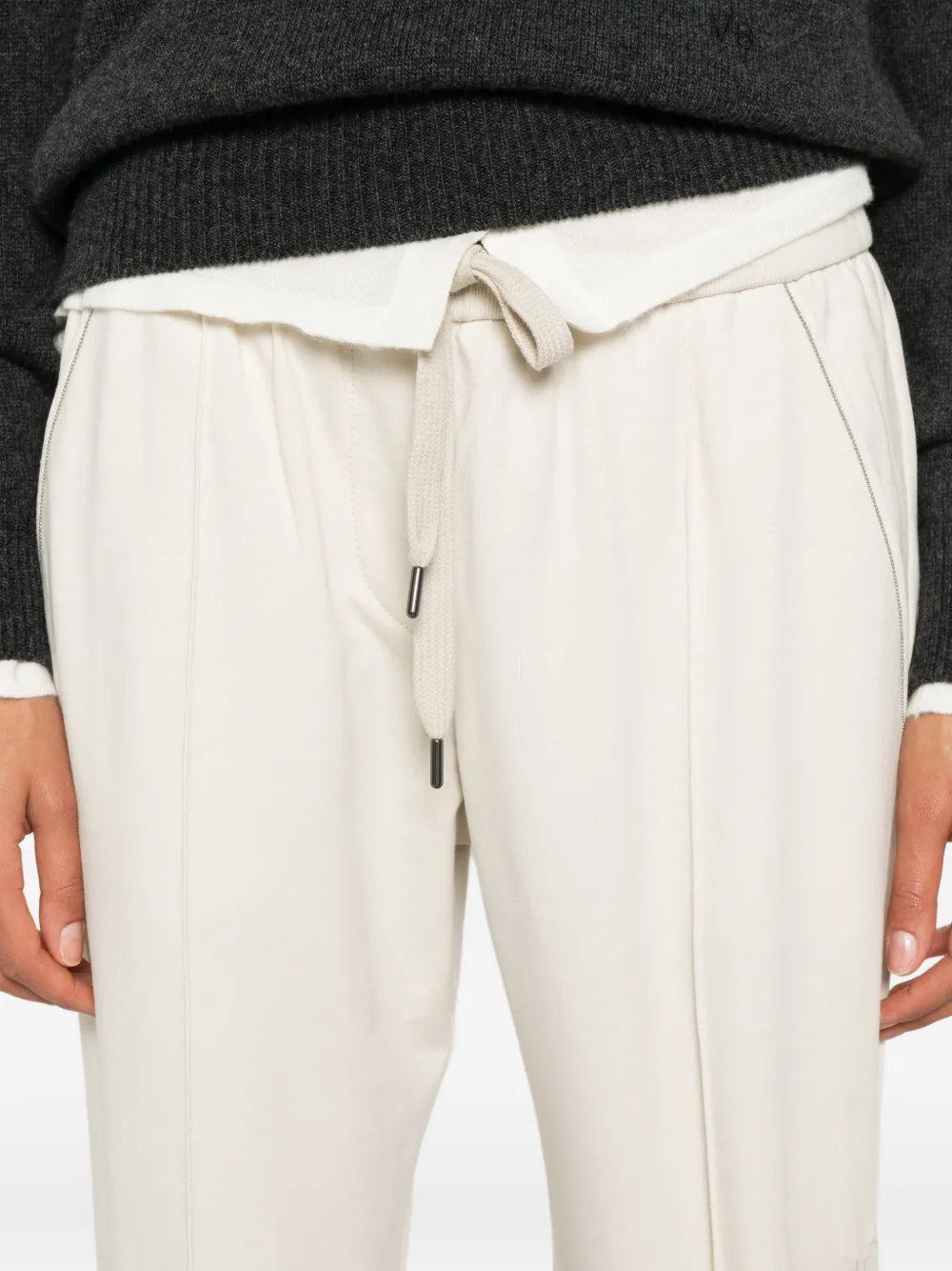 Brunello Cucinelli Geplooide trainingsbroek met trekkoord Beige