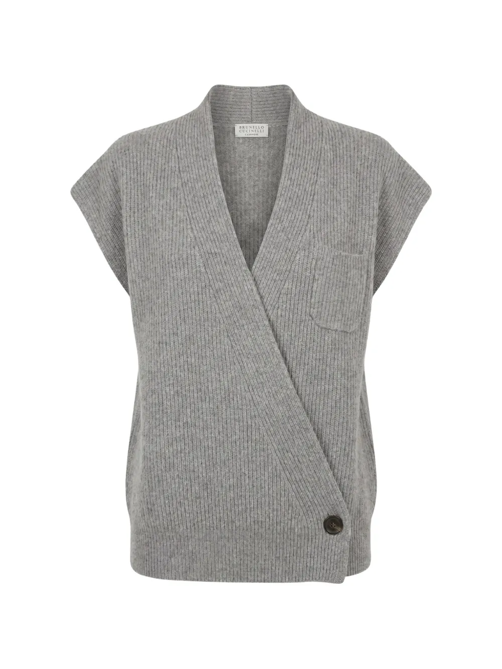 Brunello Cucinelli ribbed wrap-front top - Grigio