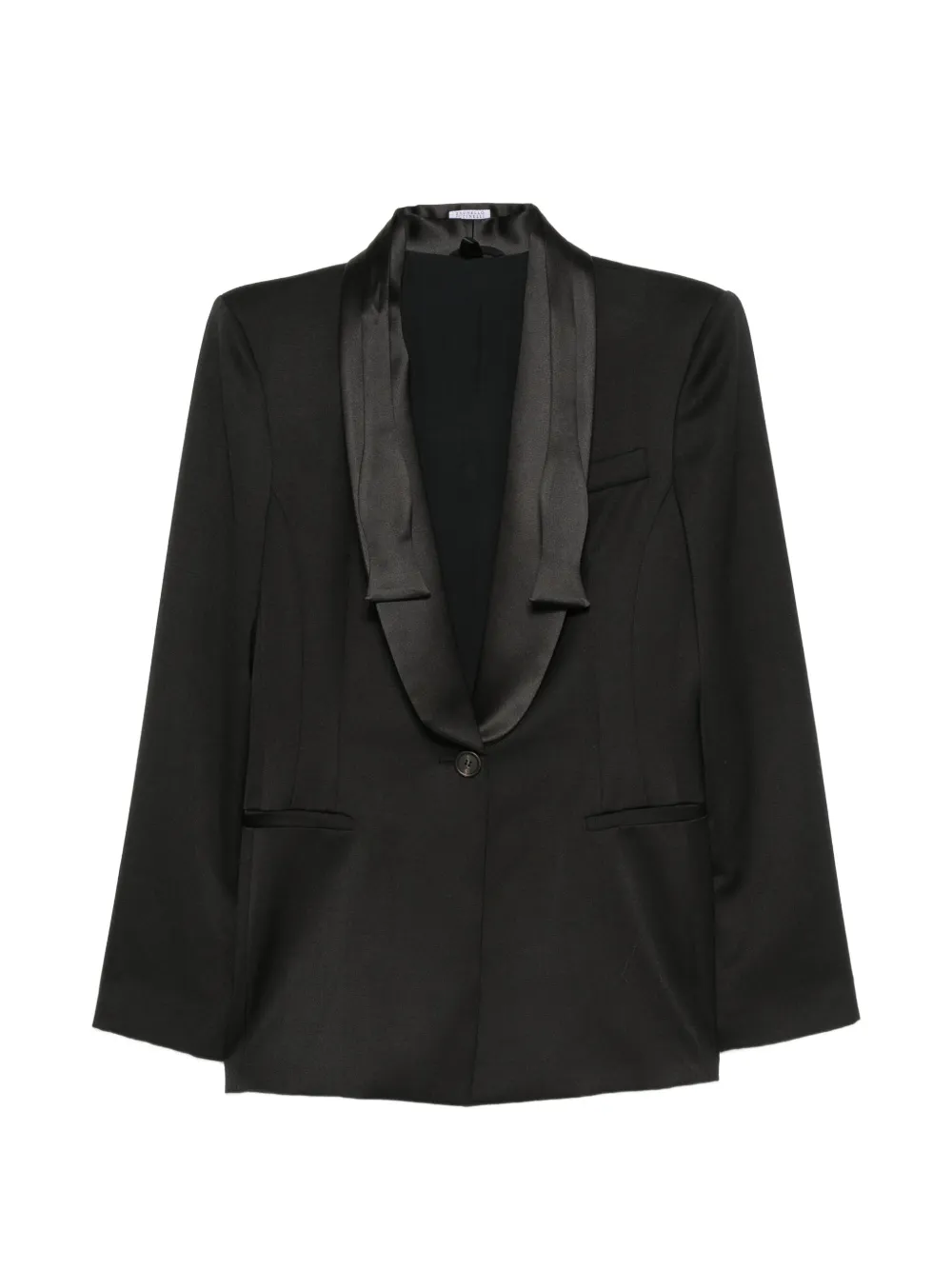 Brunello Cucinelli satin-trim shawl-lapel jacket - Schwarz