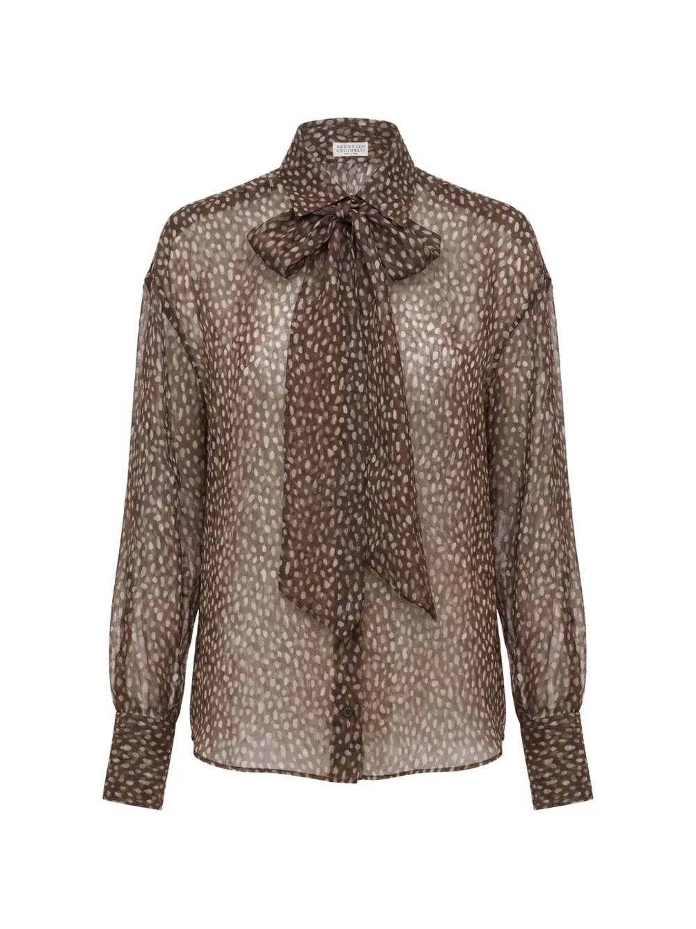 Brunello Cucinelli Pussy-bow Polka-dot Blouse In Multi