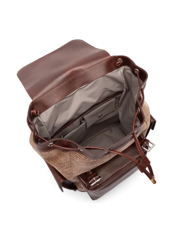 Brunello Cucinelli herringbone-pattern buckle-fastening Backpack