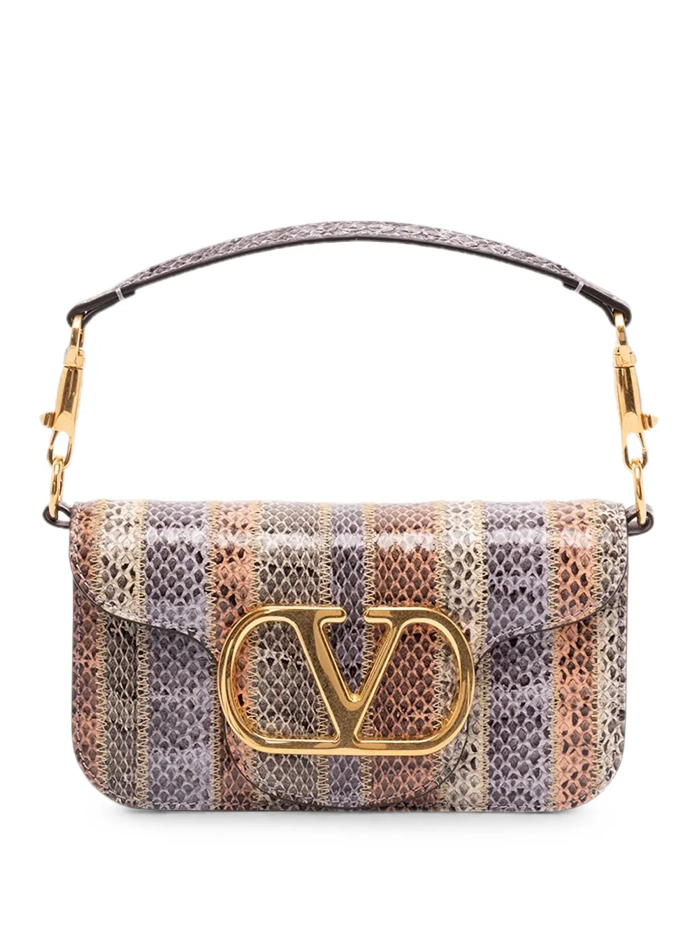 Valentino Garavani VLogo Signature snakeskin-effect shoulder bag - Grau