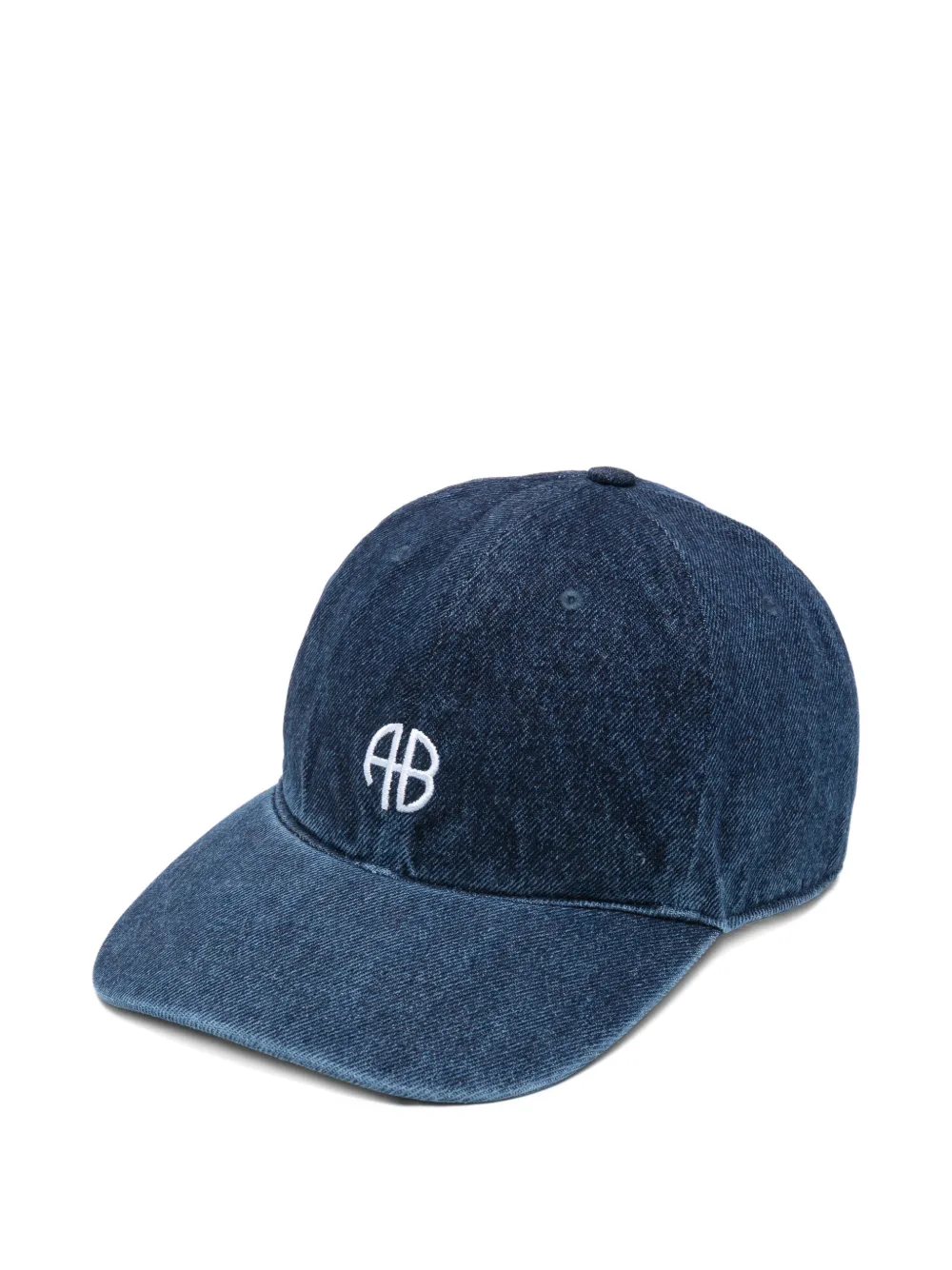 ANINE BING Jeremy monogram-embroidered denim cap - Blu