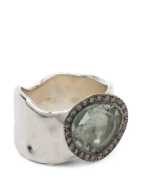 Rosa Maria prasolite and diamond-embellishment ring
