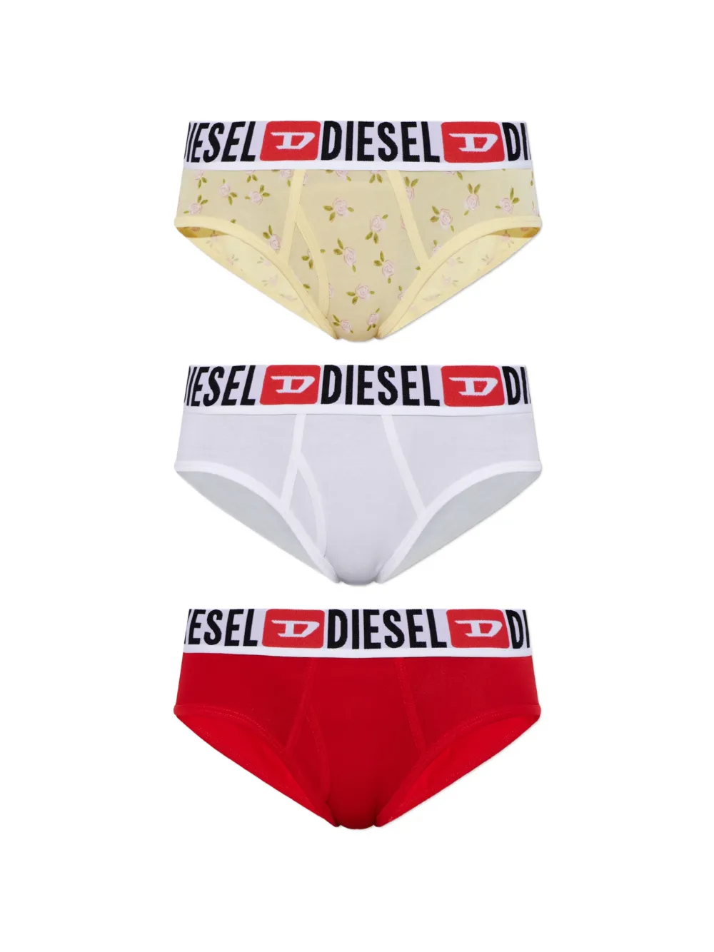 Diesel logo-waistband floral-print briefs - Giallo