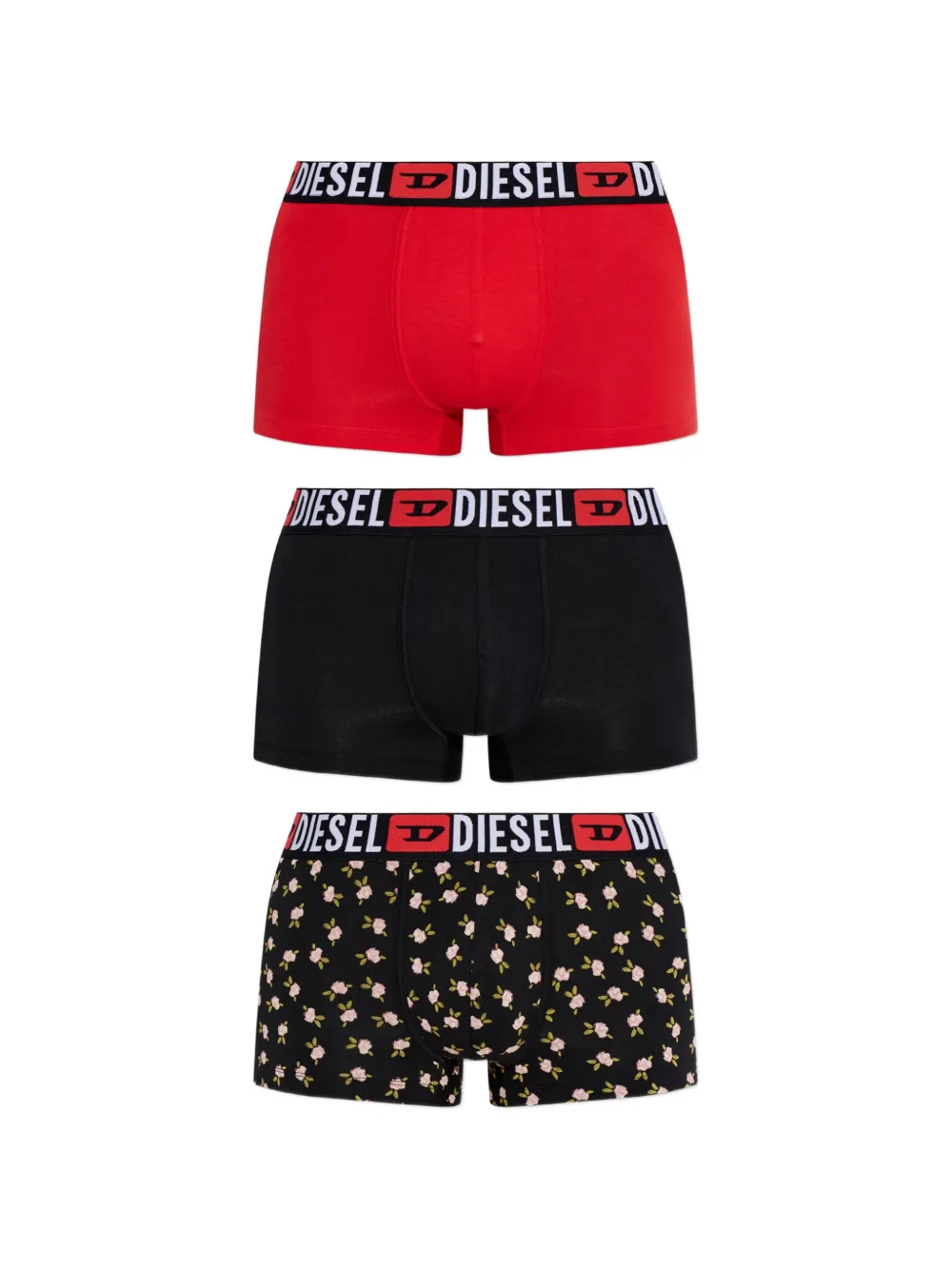 Diesel Drie boxershorts met logoband Rood