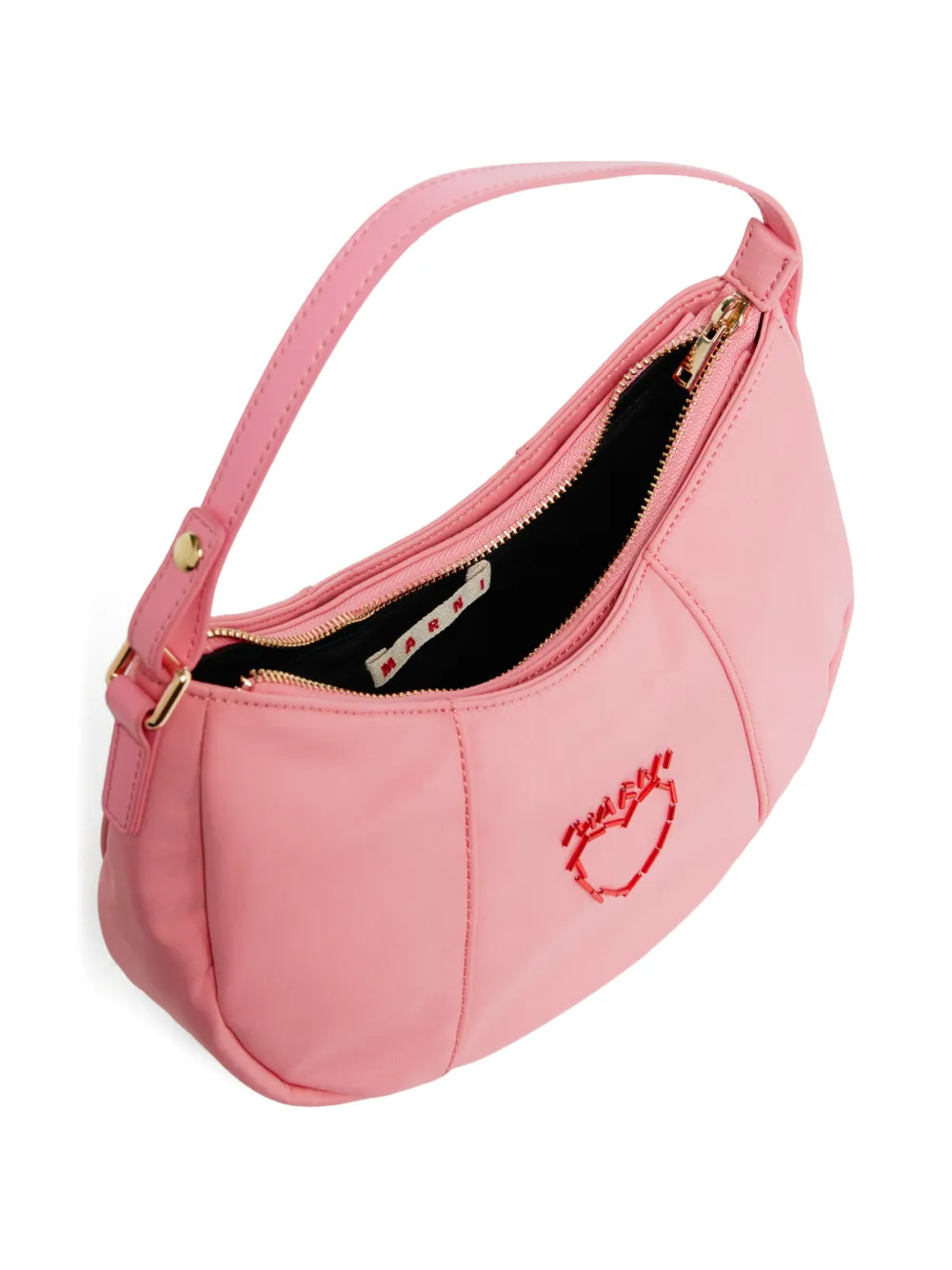Marni Kids Kanga schoudertas met geborduurd hart Roze