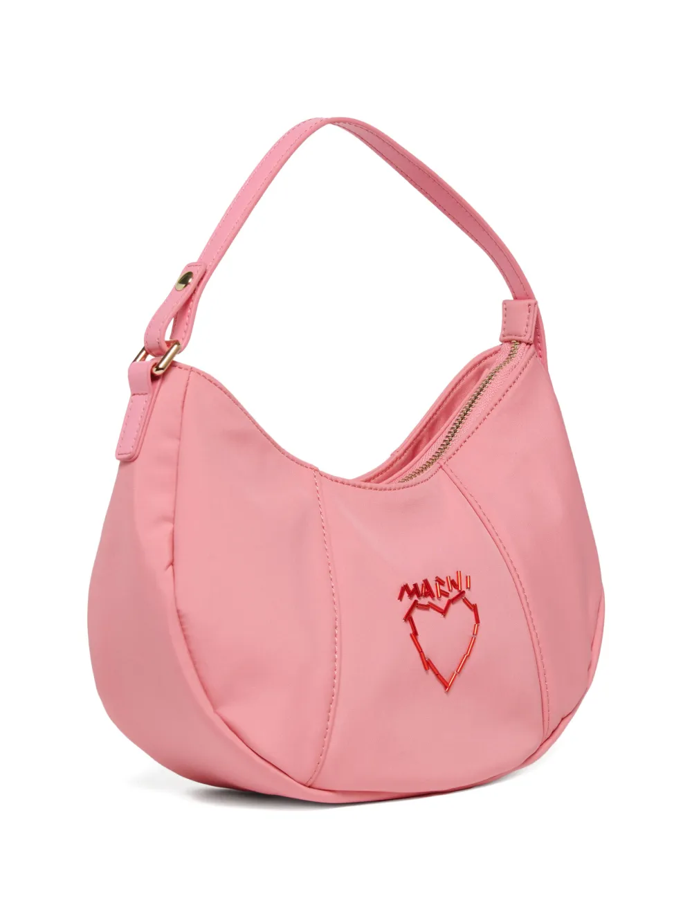 Marni Kids Kanga schoudertas met geborduurd hart Roze