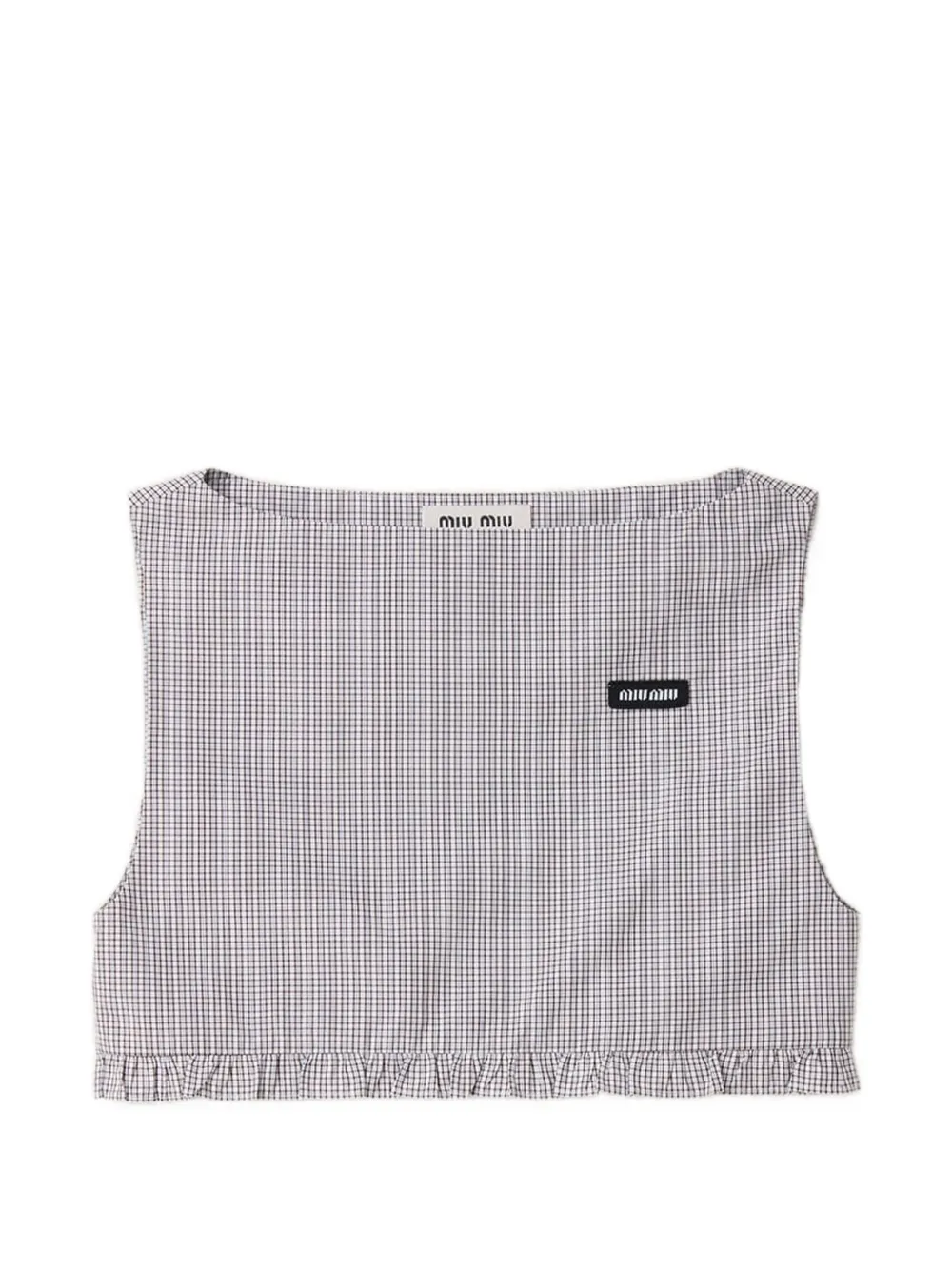 Miu Miu checked poplin crop top - Bianco