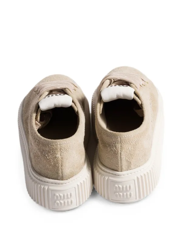 Miu Miu Denim Sneakers With Logo | Neutrals | FARFETCH ZA
