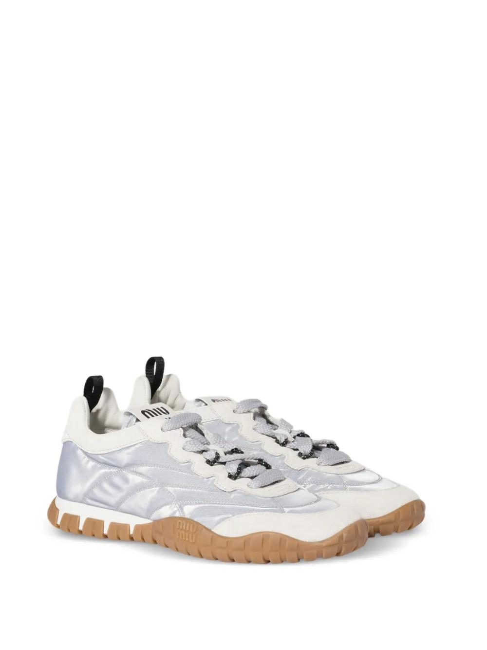 Miu Tyre technische stoffen en suède sneakers Grijs