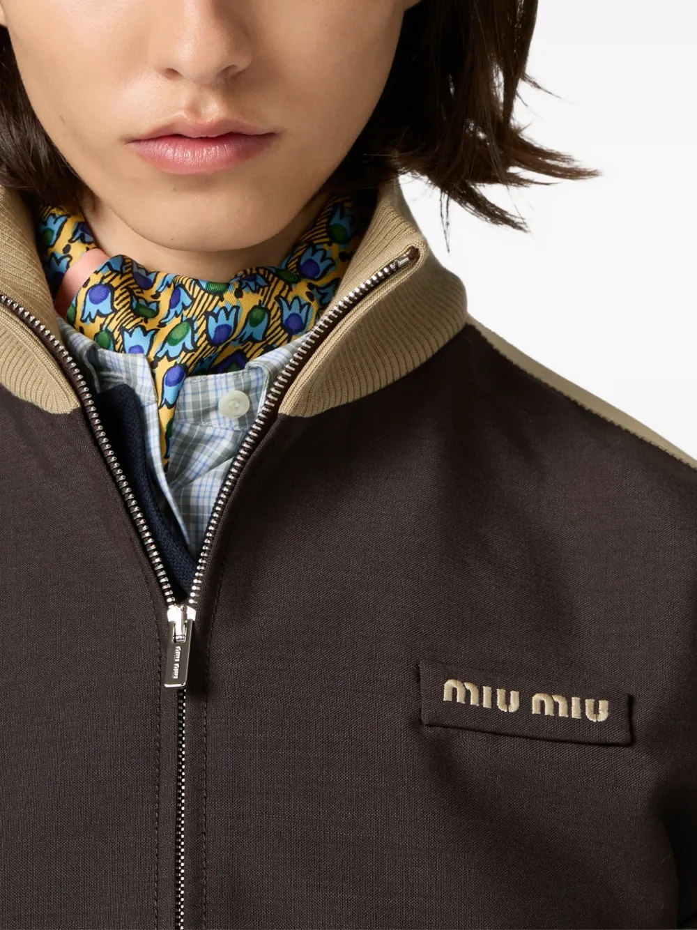 Miu Miu kid-mohair Blouson Jacket | Brown | FARFETCH