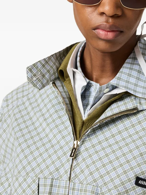 Miu Miu Checked technical-fabric Blouson Jacket | White | FARFETCH