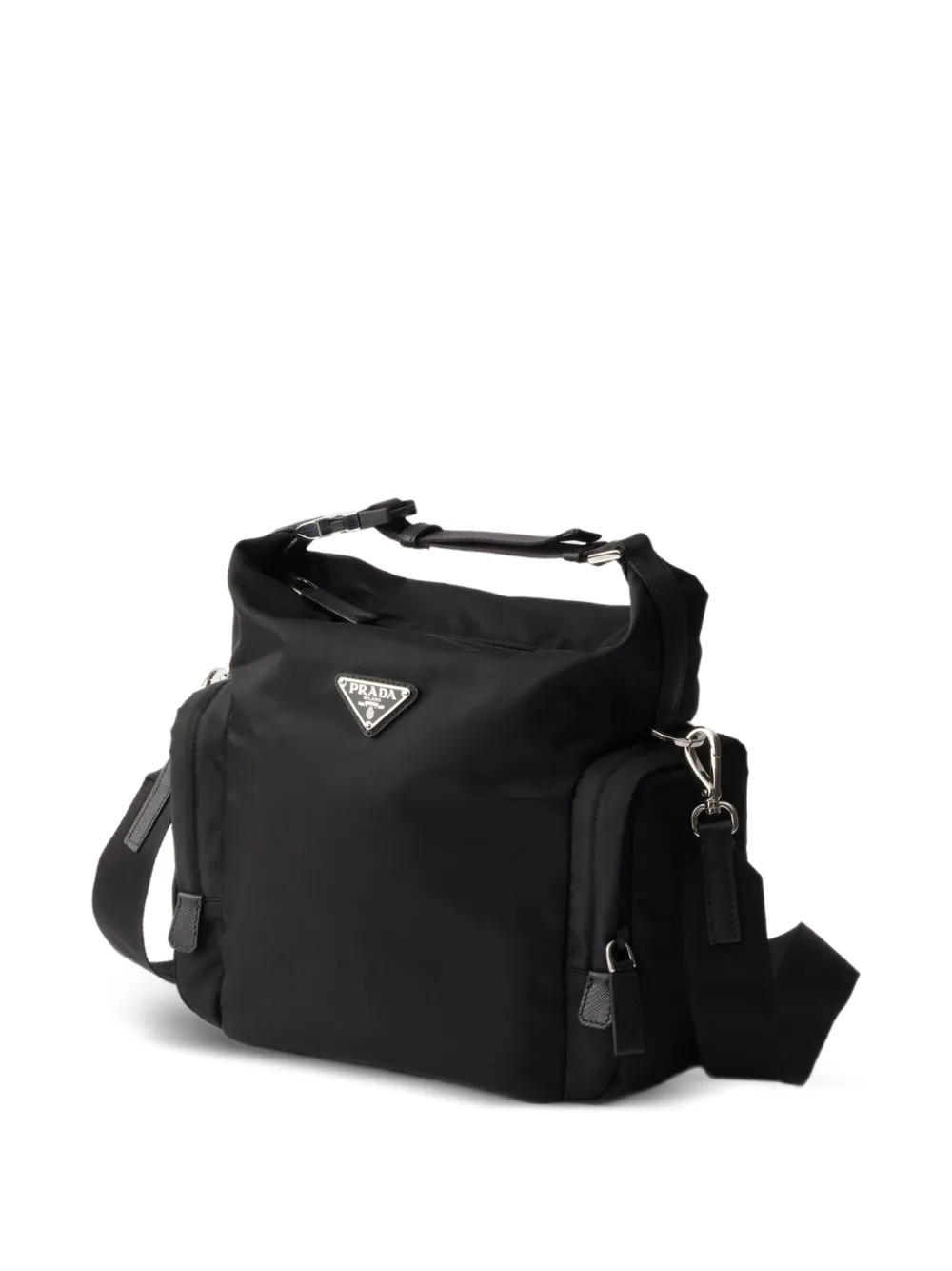 Prada Re-Nylon en Saffiano leren schoudertas Zwart