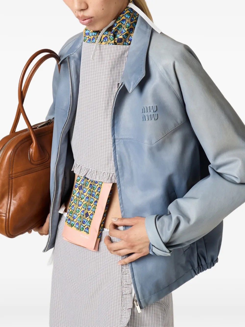 Miu Nappa leer jack Blauw