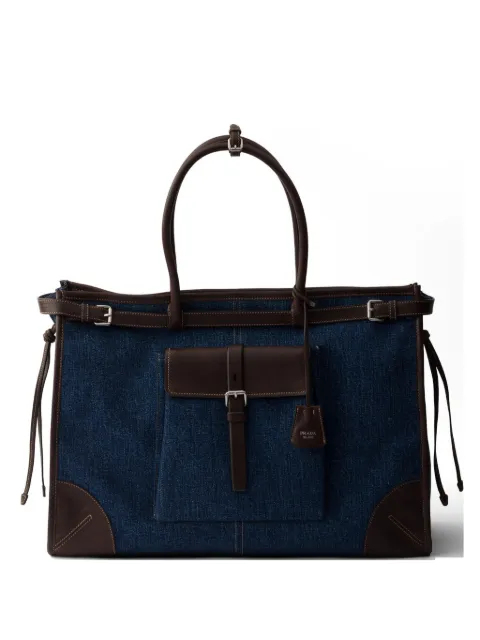 Prada Bonnie denim and leather tote bag
