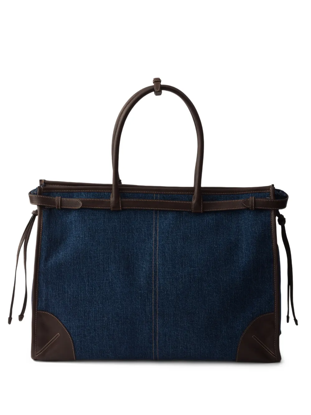 Prada Bonnie denim en leren shopper Blauw