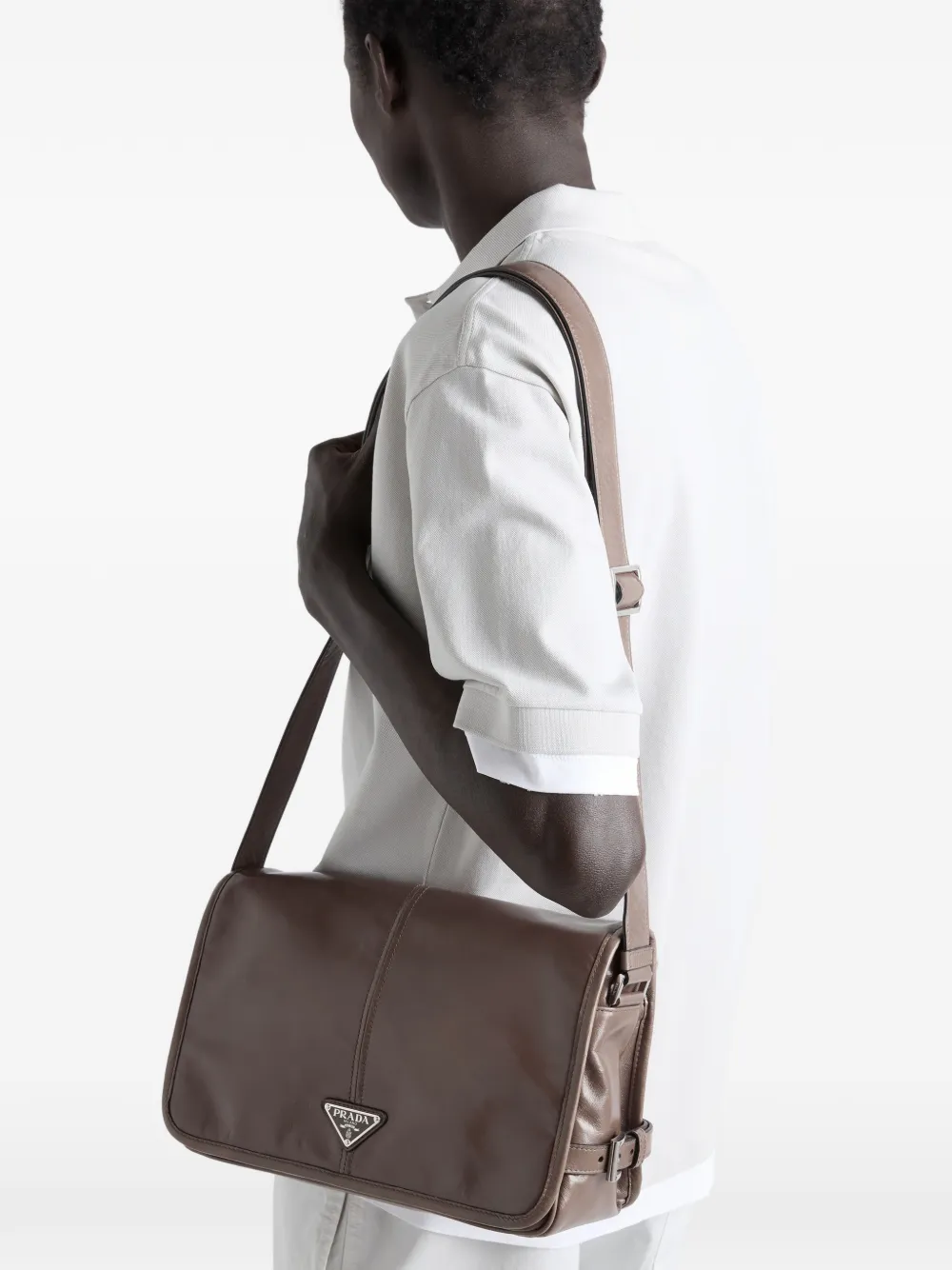 Prada Leren schoudertas Bruin