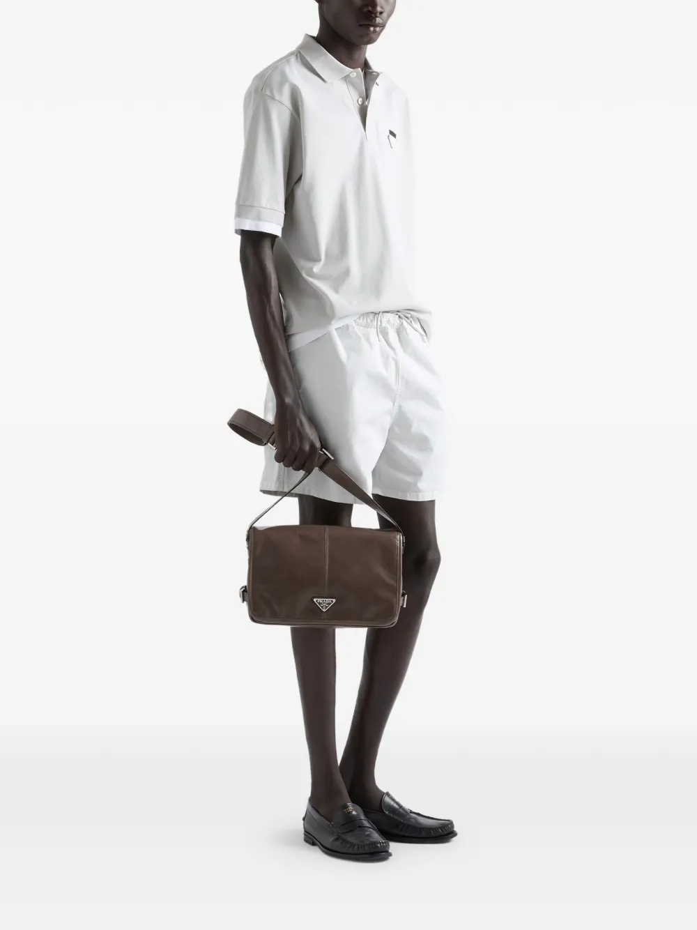 Prada Leren schoudertas Bruin