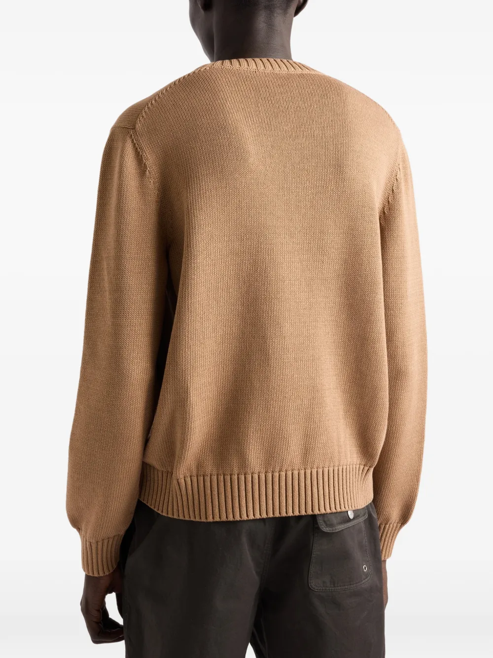 Prada Trui met geborduurd logo en geribbelde afwerking Beige