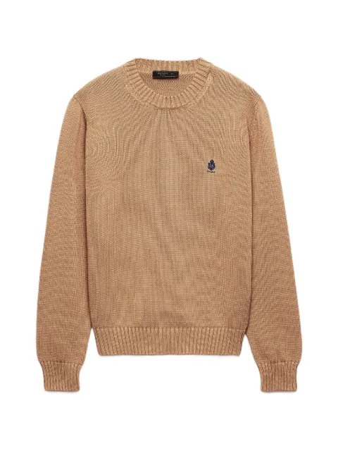 Prada sweater i bomuld med logobroderi og ribbet kant