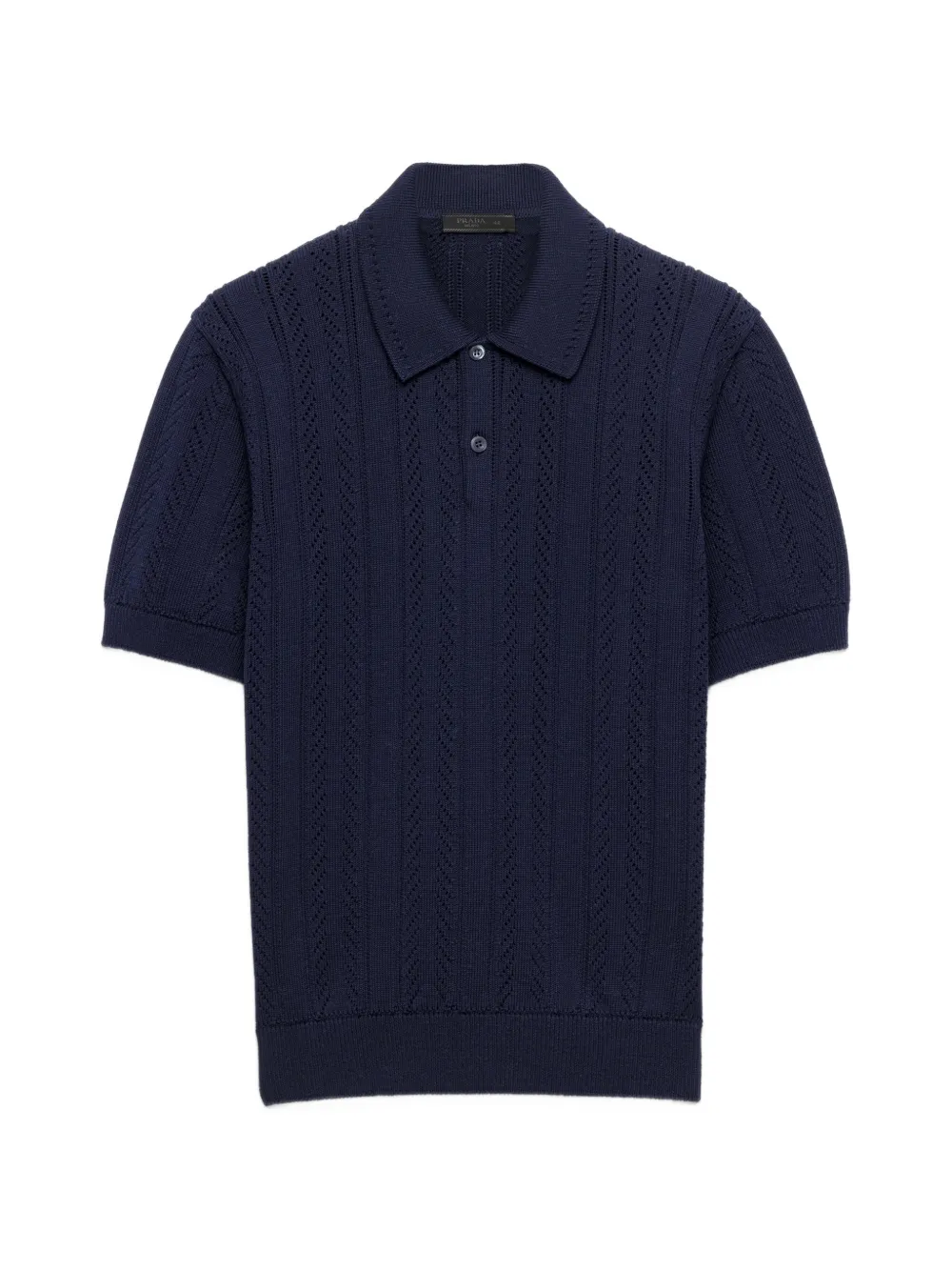 Prada short-sleeved openwork cotton polo shirt - Blau