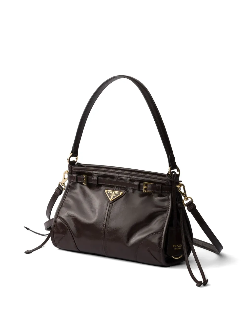 Prada Kleine Bonnie leren handtas Bruin