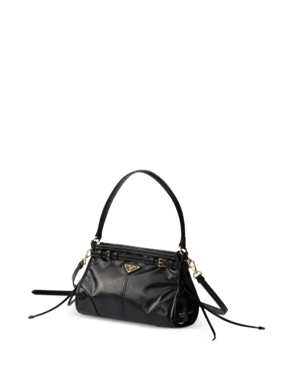 Prada Bonnie Buckled Leather Shoulder Bag | Black | FARFETCH AO