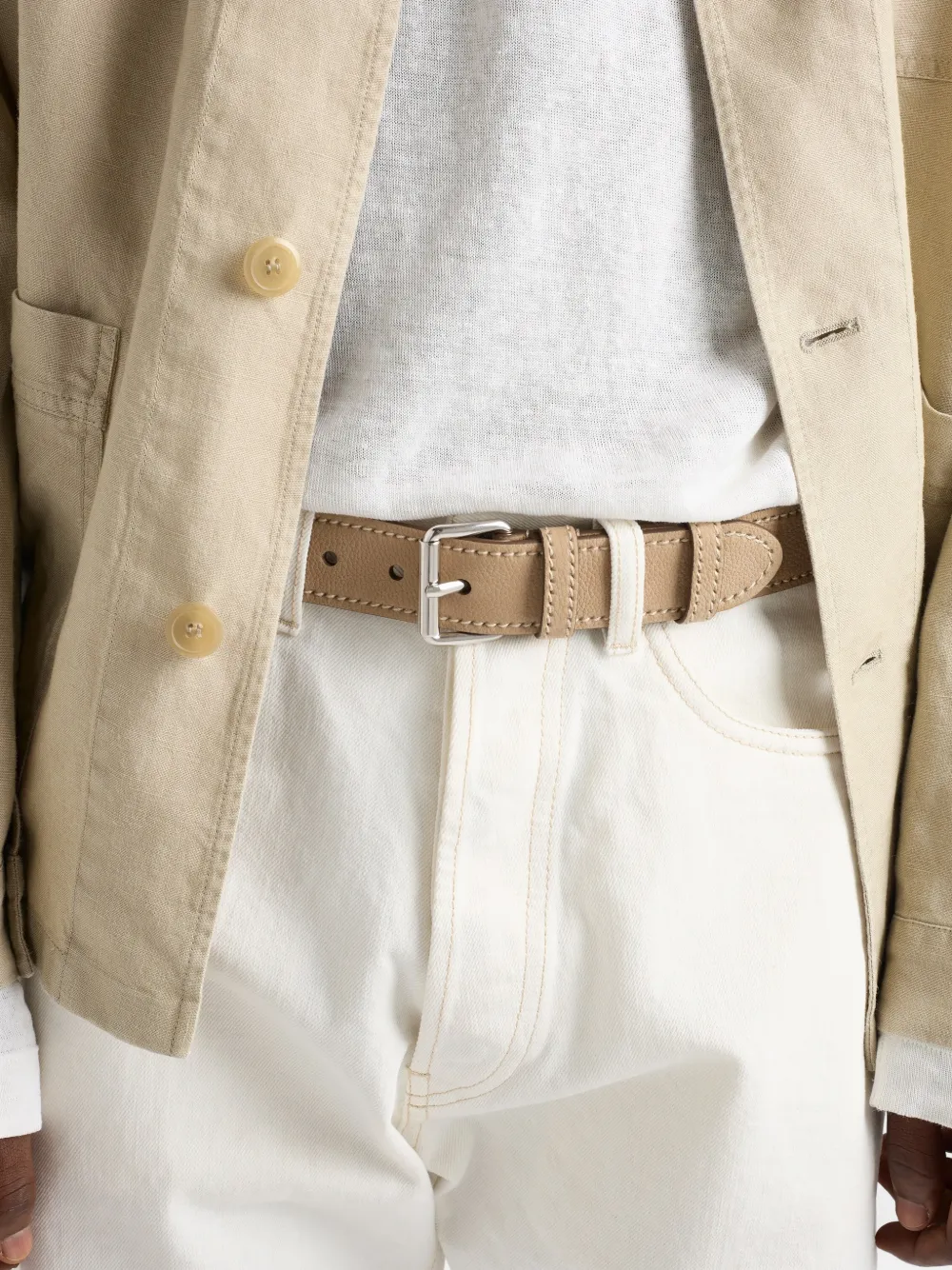 Prada Leren riem Beige