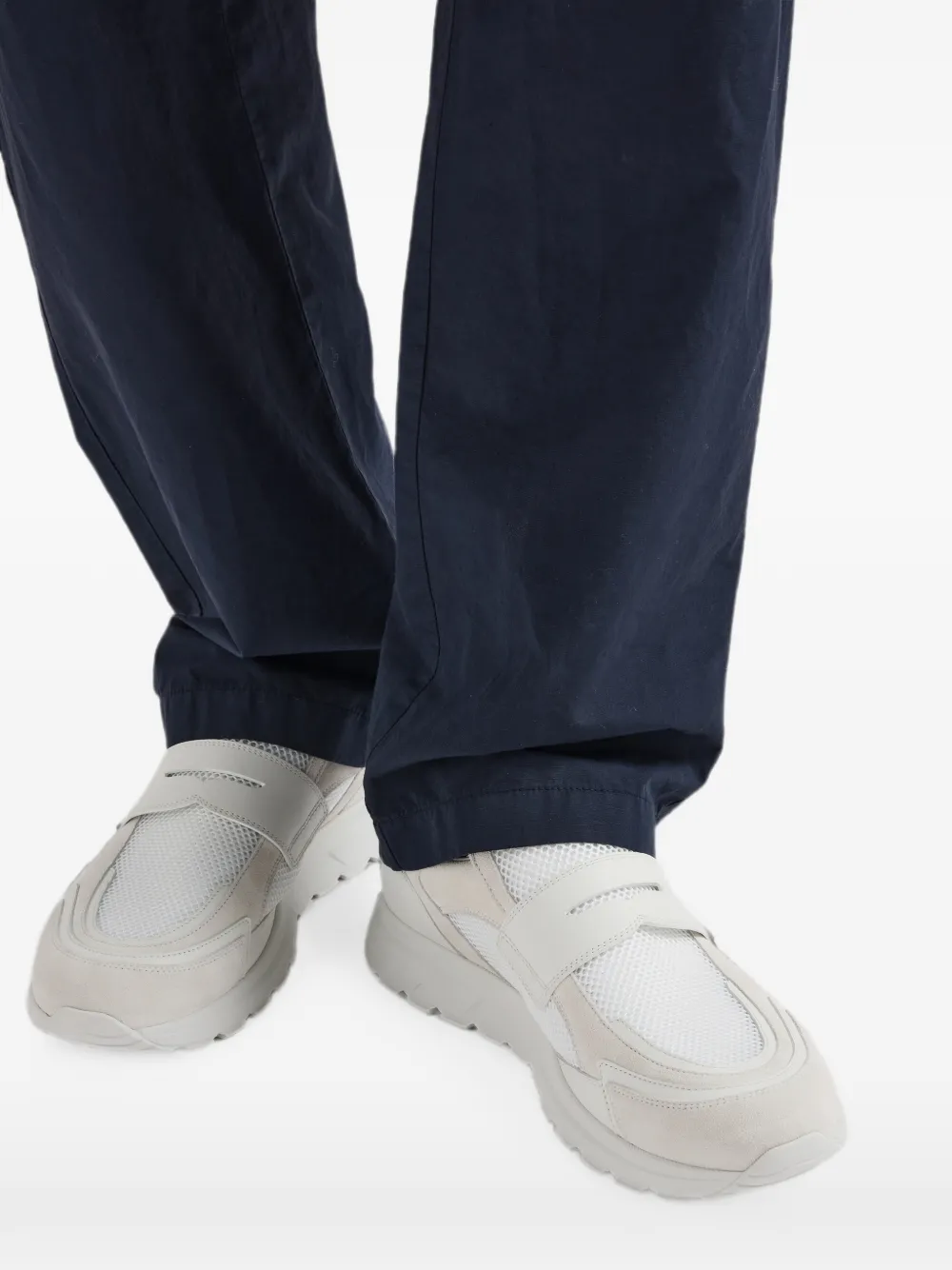 Prada Prax mesh fabric and leather loafers Wit