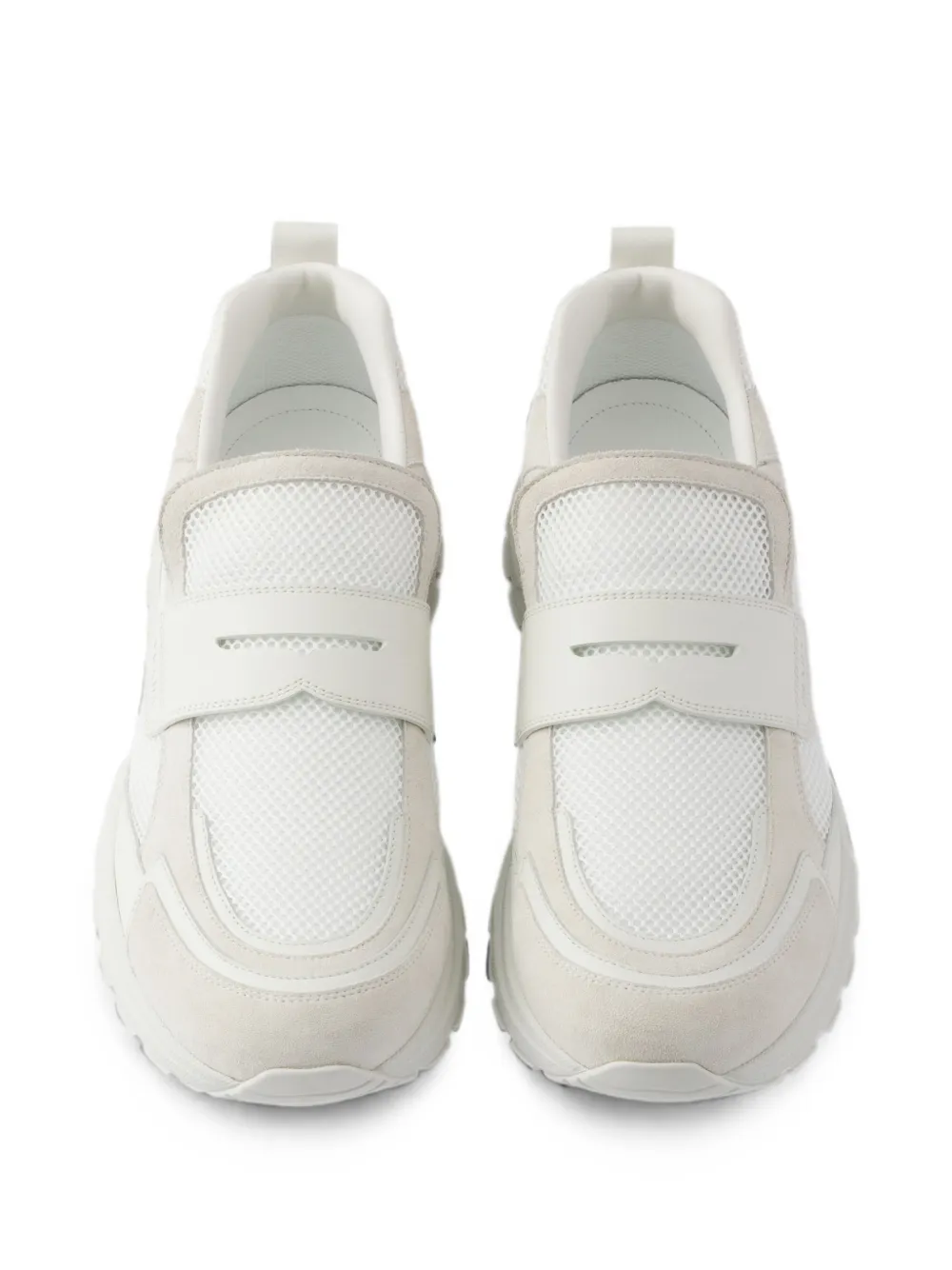 Prada Prax mesh fabric and leather loafers Wit