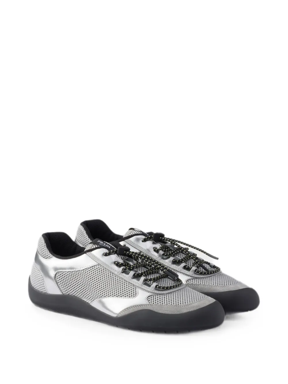 Prada Speedrock mesh-fabric and metallic-leather sneakers Grijs