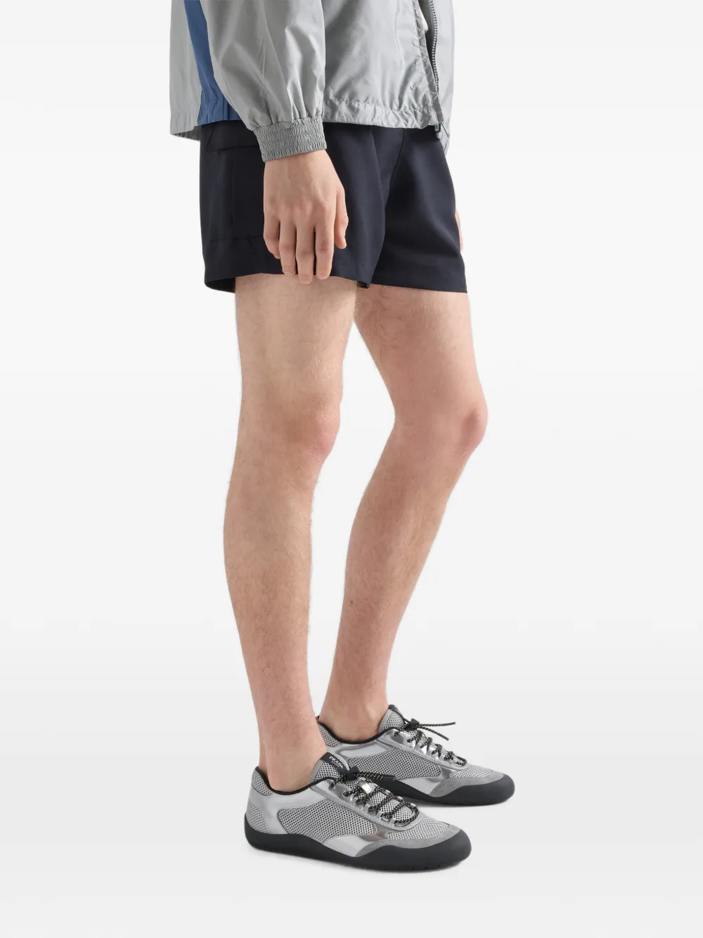Prada Speedrock mesh-fabric and metallic-leather sneakers Grijs
