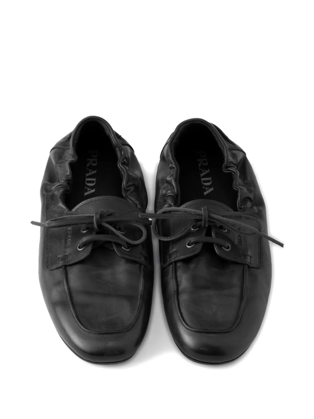 Prada Shuffle antiqued leather laced shoes Zwart