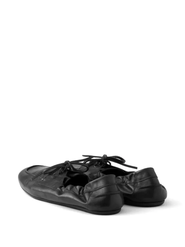 Prada Shuffle Antiqued Leather Laced Shoes | Black | FARFETCH