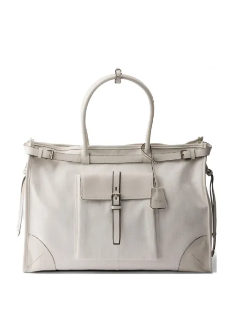 Prada Bonnie denim and leather tote bag