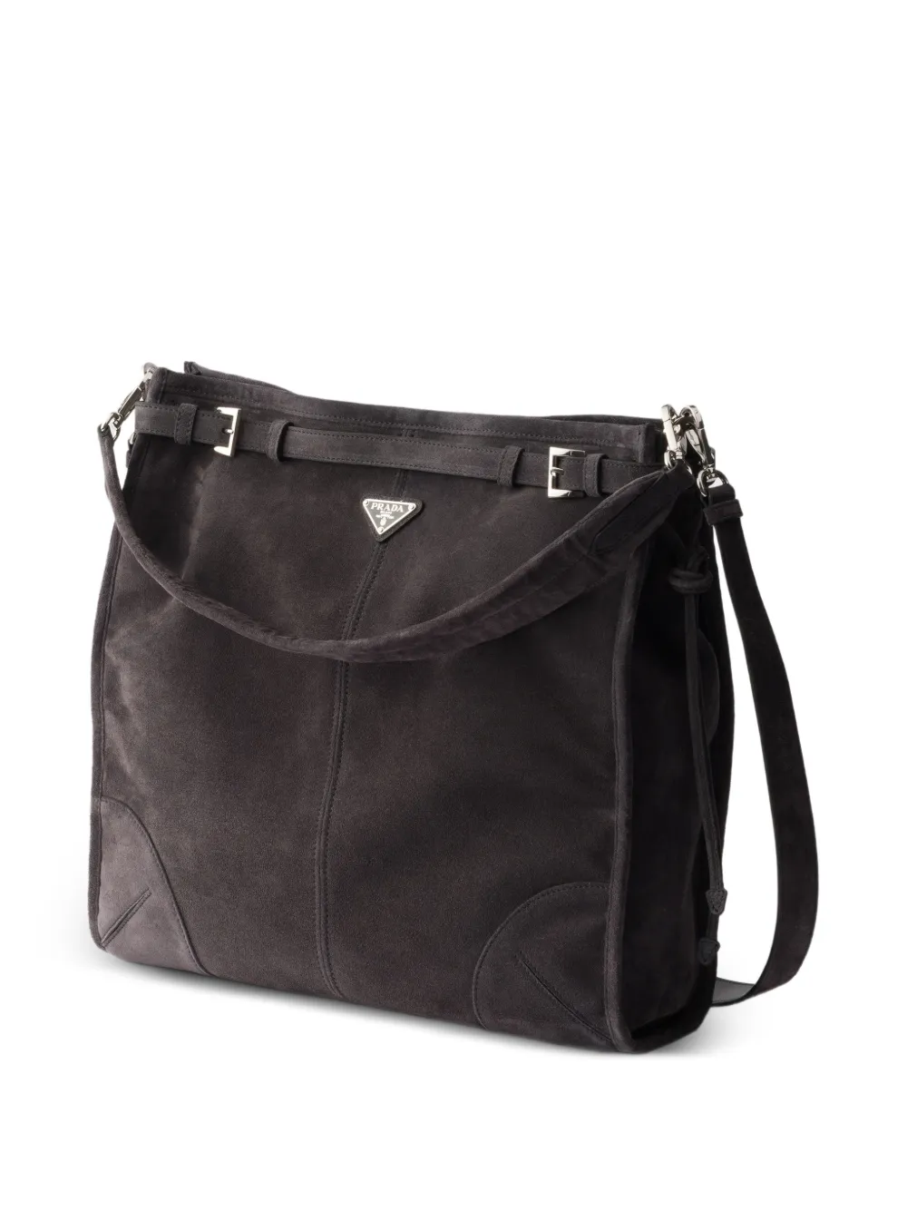 Prada Bonnie suède schoudertas Grijs