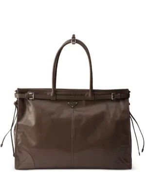 Prada double-belt Leather Handbag | Brown | FARFETCH