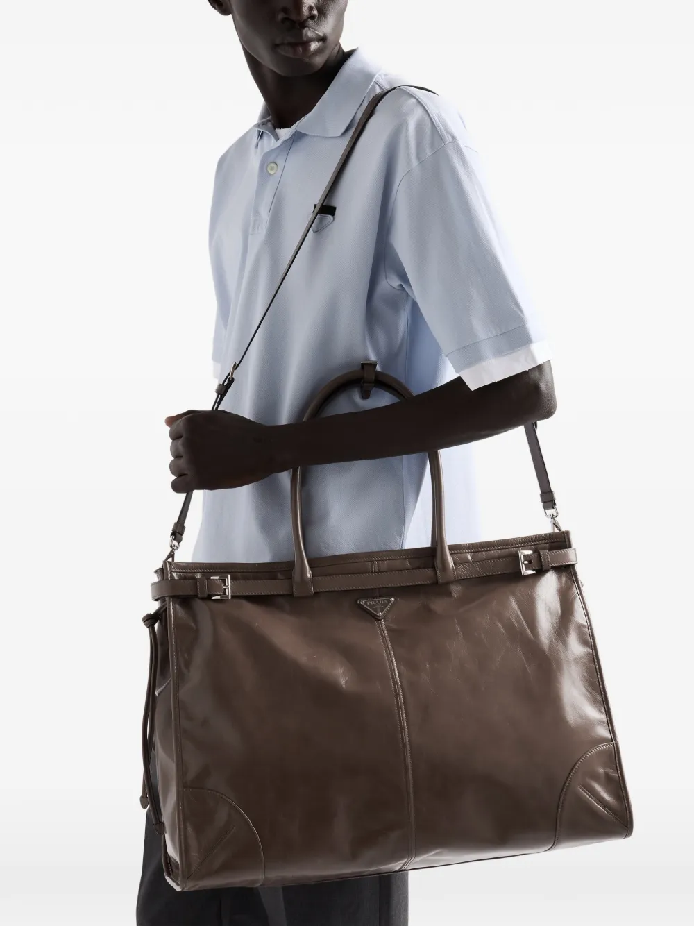 Prada Bonny leren shopper Bruin