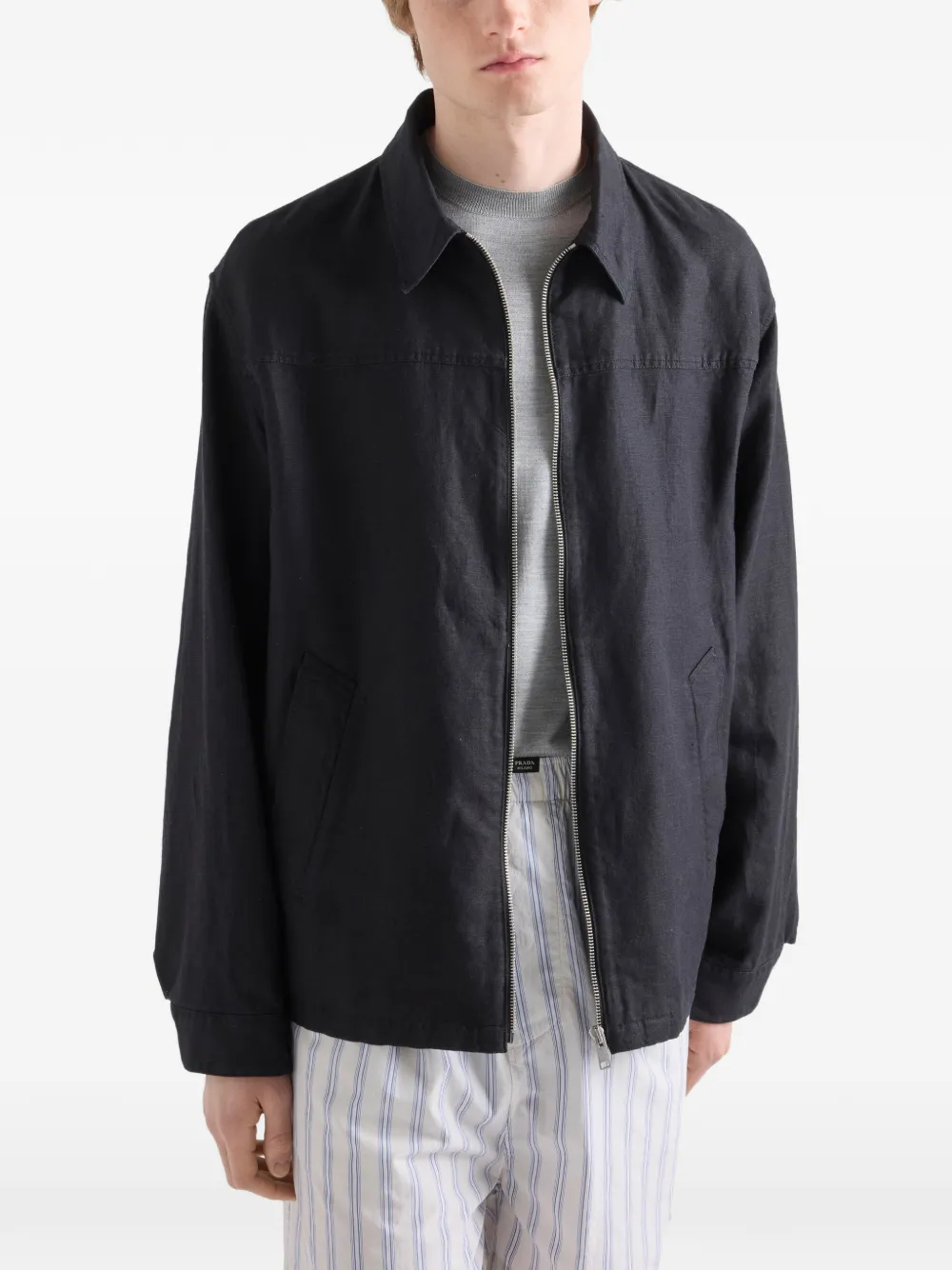 Prada Linnen jack Zwart