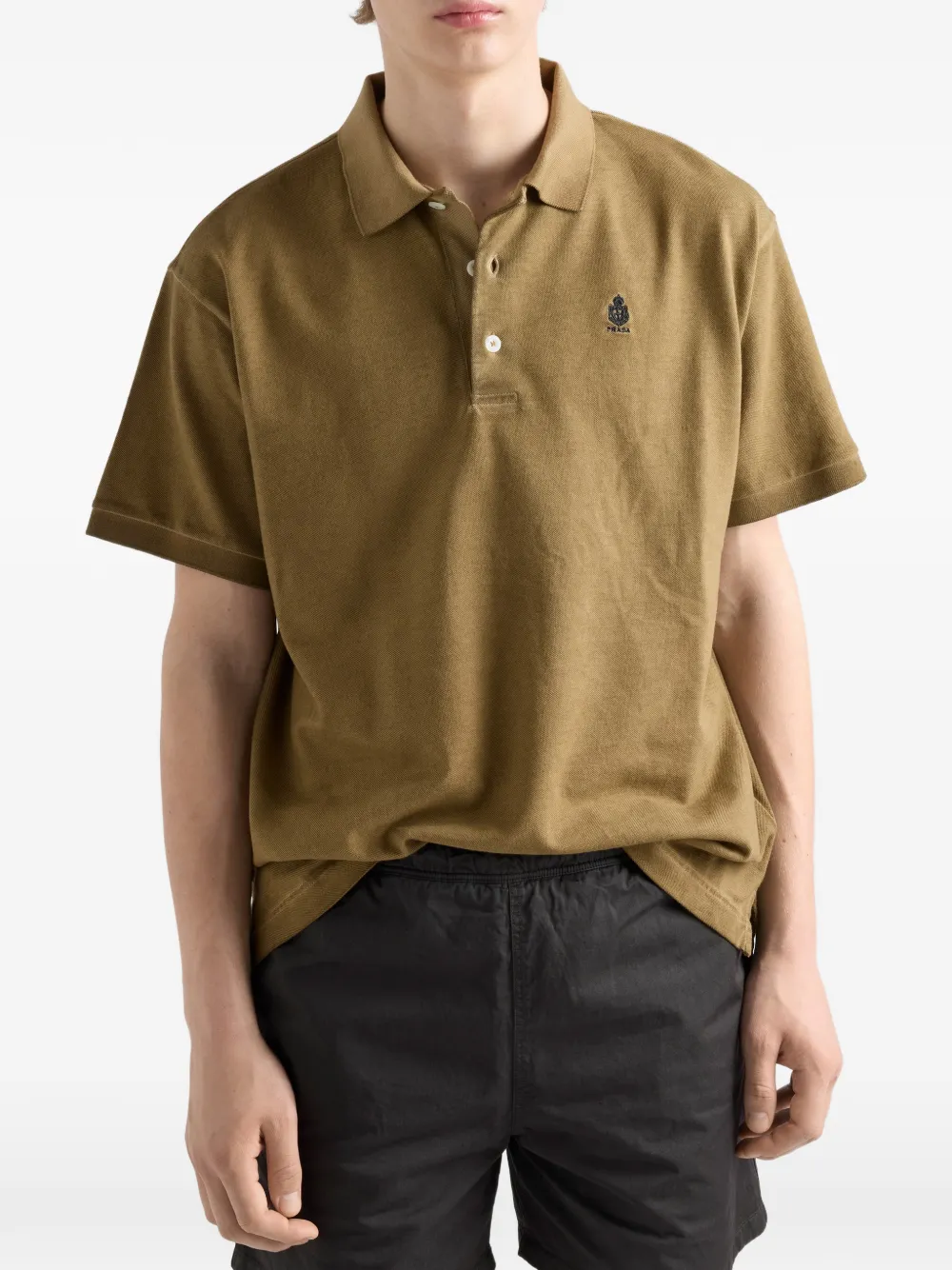Prada Geverfd katoenen poloshirt Bruin