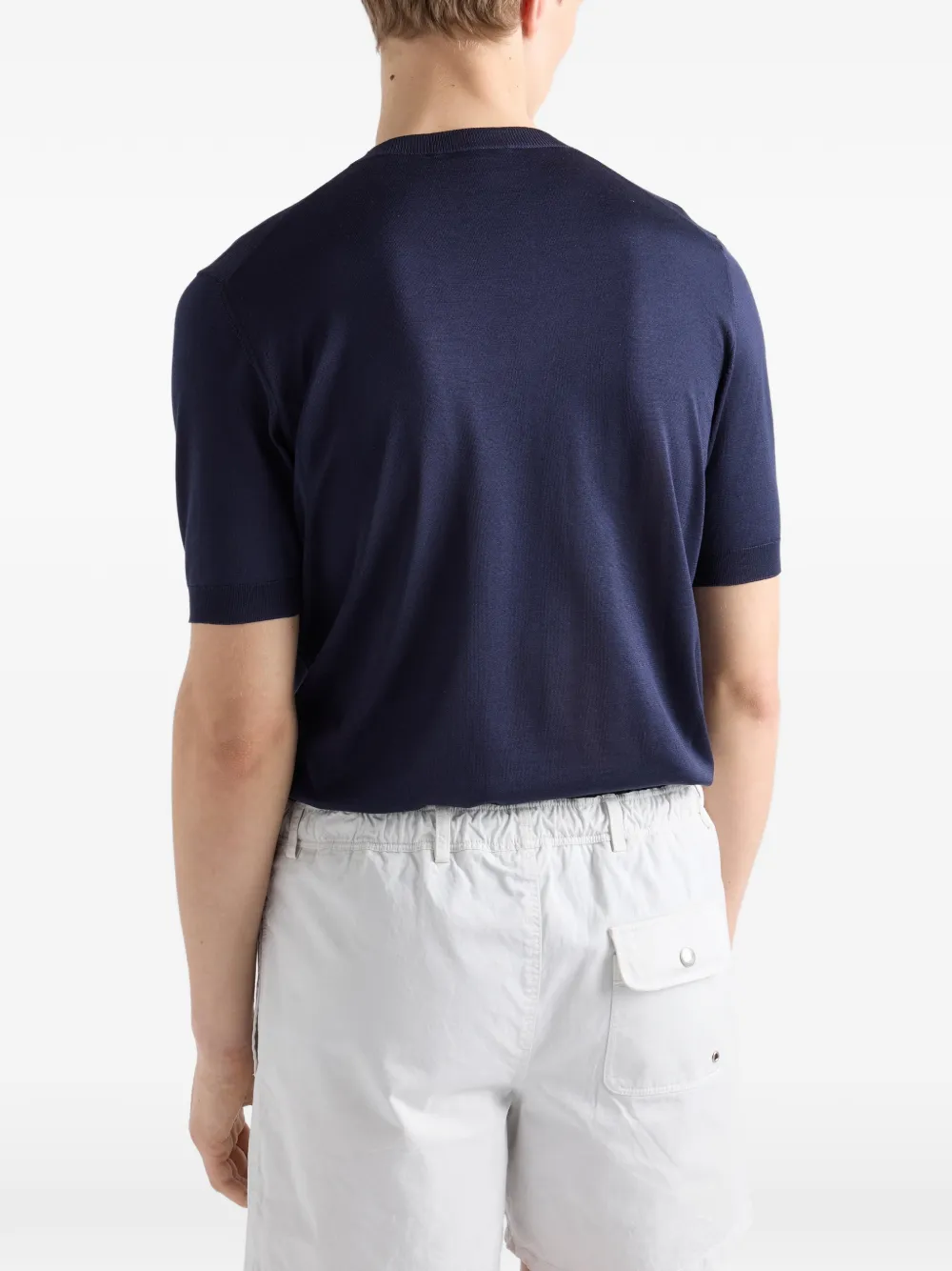 Prada Zijden trui met korte mouwen Blauw