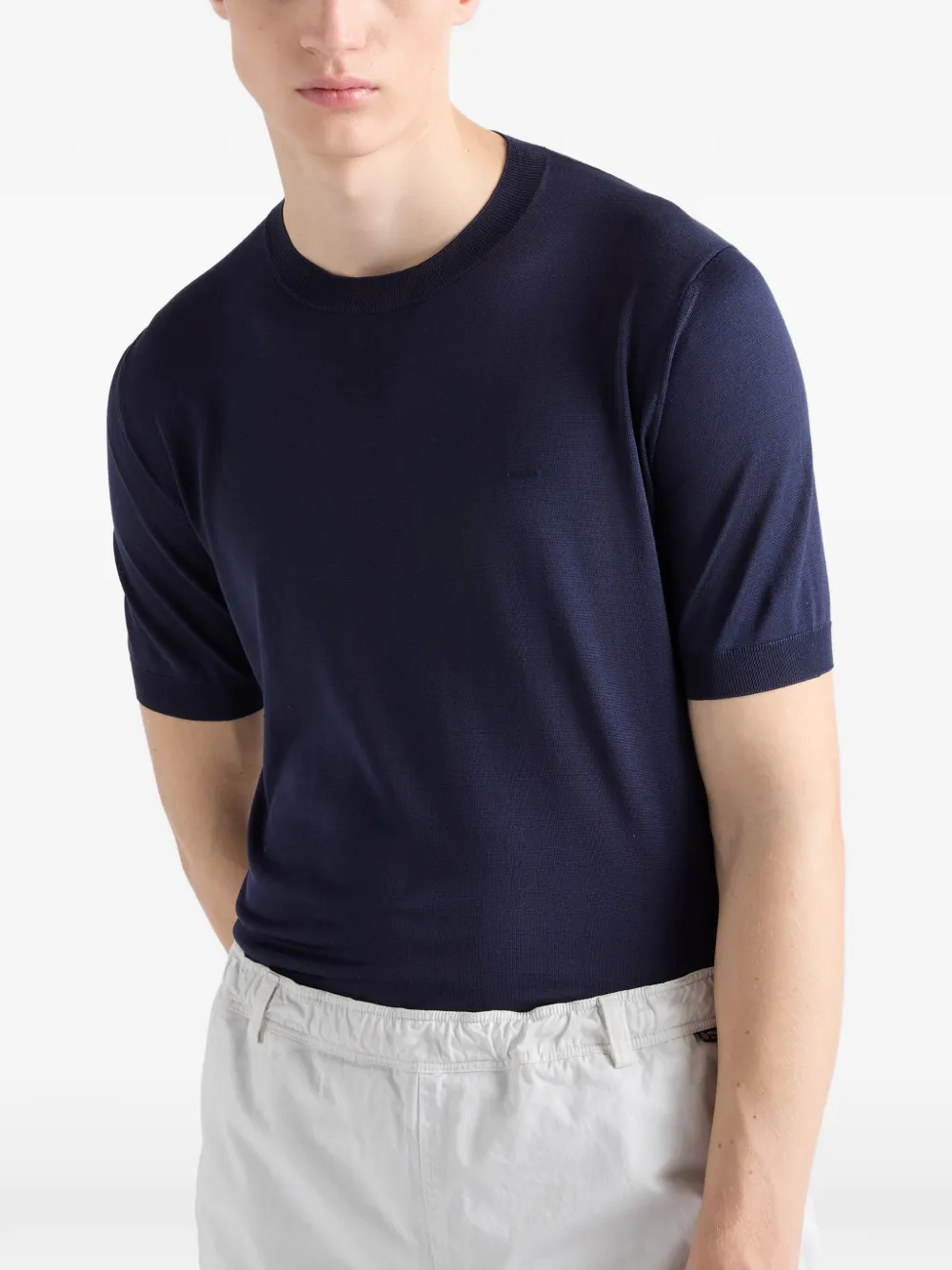  Prada Pull à Manches Courtes - Bleu 